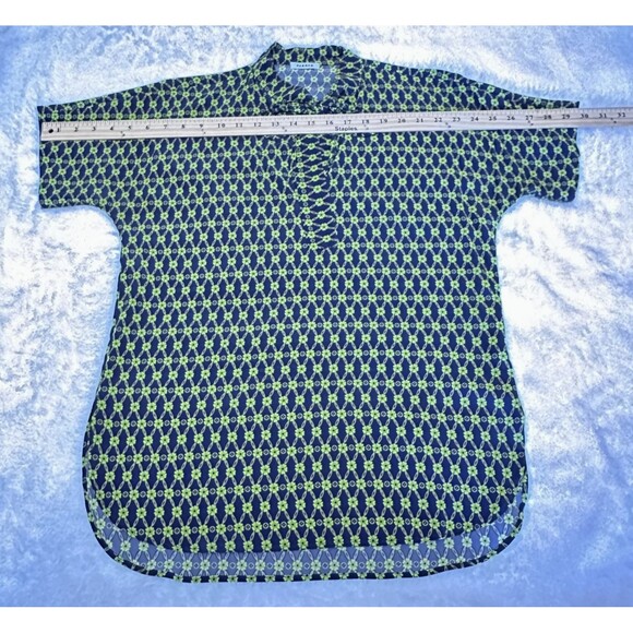 P.A.R.O.S.H. Women's Floral Green Silk V-Neck Short Sleeve Tie Blouse Sz M - Picture 5 of 10